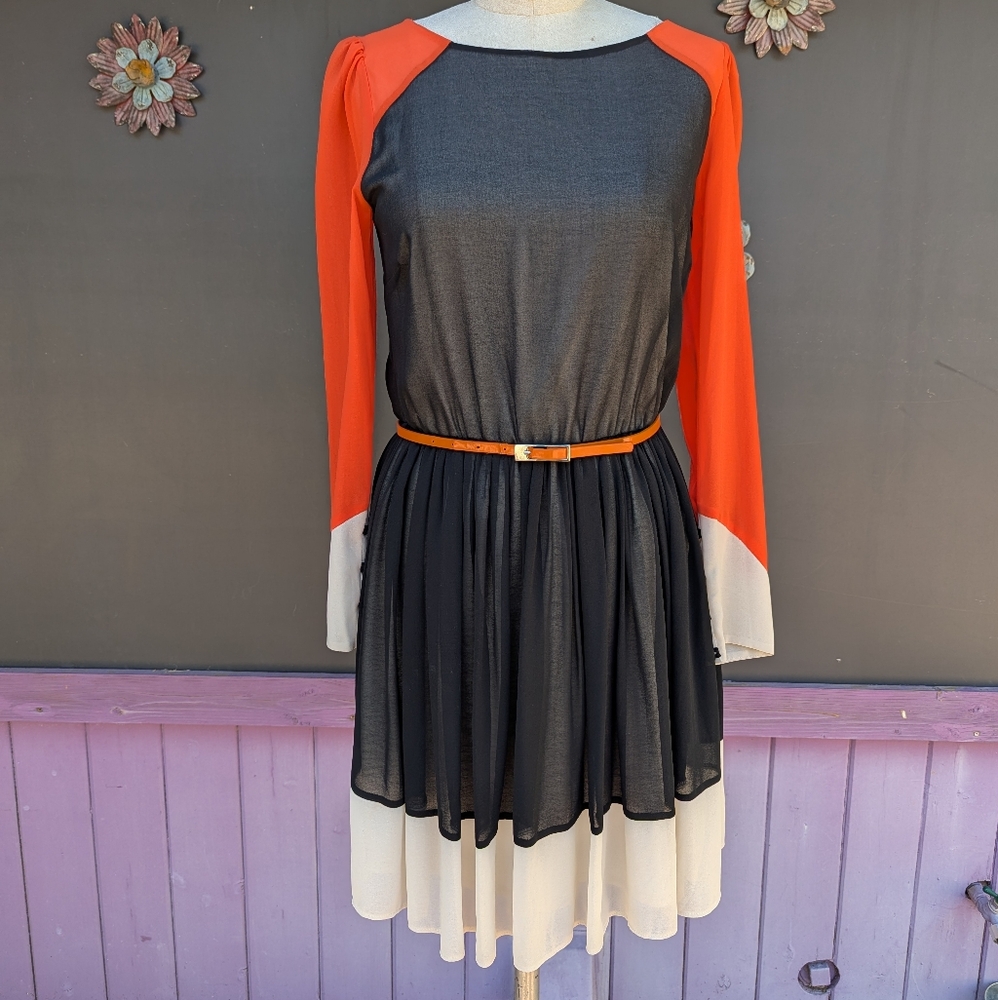 Elegant Black and Orange Dress